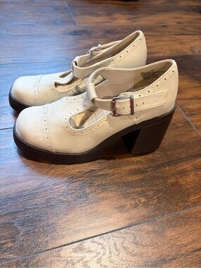 Maurices Cream Mary Jane Block Heel Pumps